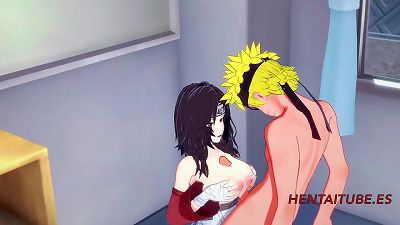 Naruto hentai 3d - Kurenai bobjob and plow by Naruto and he spunks in her titties and vag