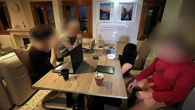 Secretly wanked off and made him jism during a meeting!