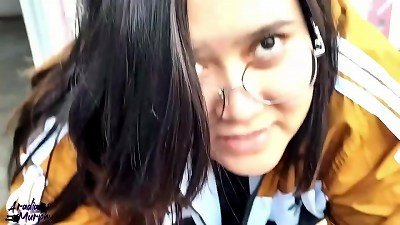 PEERING NEIGHBORS! penetrating my STEPBROTHER on the balcony.