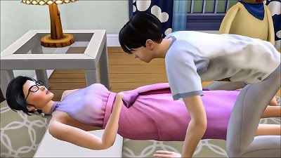 chinese brother Sneaks Into His Sister's bed After jerking In Front Of The Computer - chinese Family