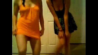 duo teens dancing and stripping