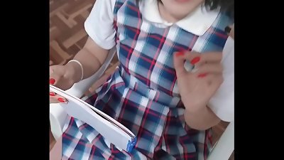 instructor penetrating his schoolgirl without a condom and with his uniform