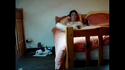 Hidden cam catches my furry mom fingering on bed