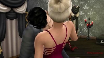 Sims 4, busty gold digger pounded in the club by a vampire