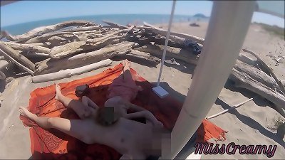 Exhibitionist schoolteacher Outdoor amateur milf hj hefty bone on nudity Beach public in front of spycam with jism P2 - MissCreamy