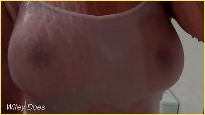 wife impressive shower wet shirt
