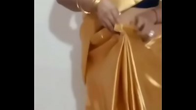 SATIN SILK SAREE AUNTY