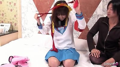 small chinese cosplay virgin sister tricked to first Time Defloration internal cumshot plow in Uncensored JAV porn