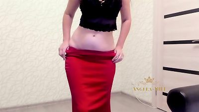 Playful milf gets naked to display her highly furry vulva and big booty to her lover / Angela-MILF