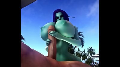 Soria - relieving Pooltime hand-job and boob enjoyment