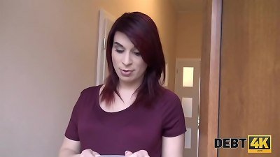 DEBT4k. Collector can close debts if redhead with stomach will strip