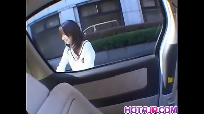 warm mother Aimi in a car bang-out sequence ravages and gets vibrator in pussy.