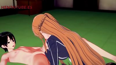 Sword Art Online manga porn 3d - Asuna x Kirito - Handjoob, Blowjob, pulverizes with jism inside - manga porn manga chinese porno
