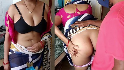 special devar bhabhi bang-out -  devar drill bhabhi at kitchen in standing doggie