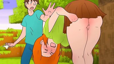 Steve stole Alex's undies in Minecraft ! hentai animation Parody