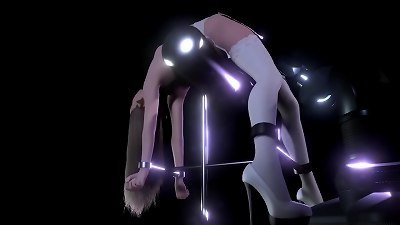 ash-blonde lady on a bdsm hump machine | 3 dimensional pornography