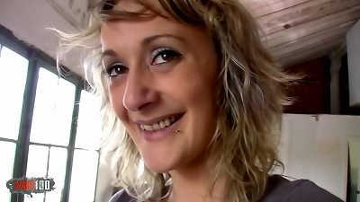 thin french blond milf humped in the arse for money in the wharehouse