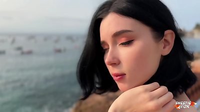 hot Spaniard pulverized hottie and cum in her throat at the Resort pov